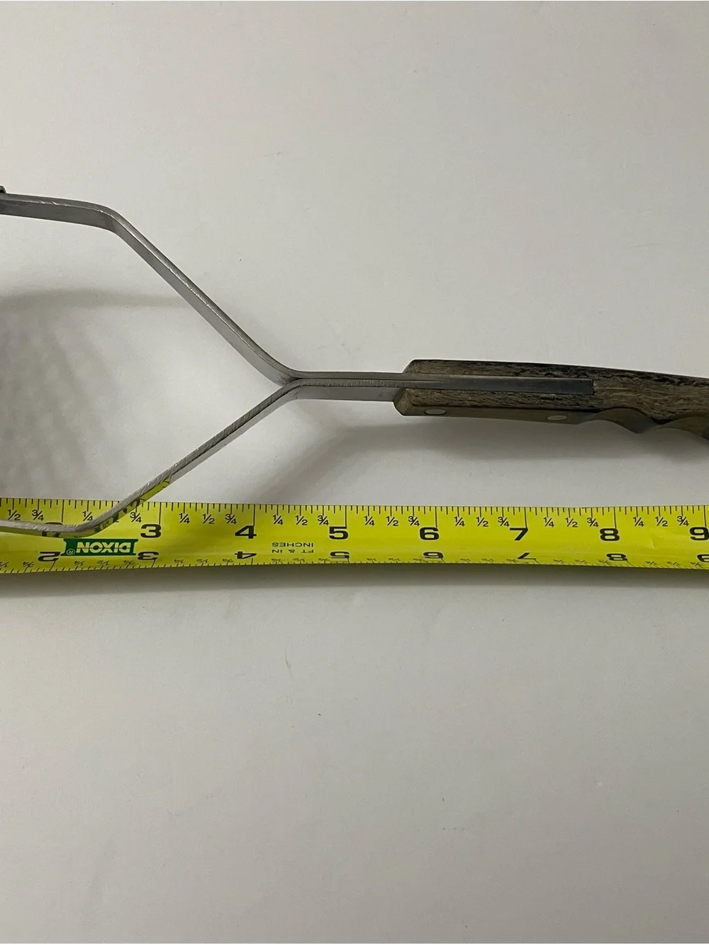 Vintage Japan Stainless Steel Potato Masher Lattice Wooden Handle Retro MCM